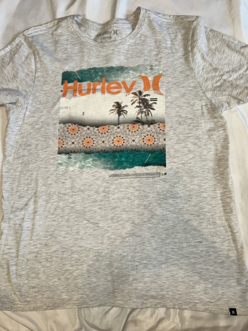 Hurley Heather Gray Logo Tee - Gray Print